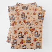 Herfstkatten en pompoenen inpakpapier vel (In situ)