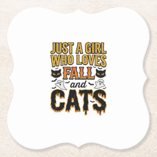 Herfstkatten Halloween-meisje Vintage Grafisch ont Kartonnen Onderzetters
