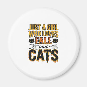 Herfstkatten Halloween-meisje Vintage Grafisch ont Magneet