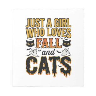 Herfstkatten Halloween-meisje Vintage Grafisch ont Notitieblok