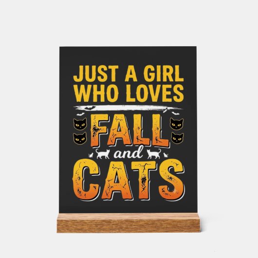 Herfstkatten Meisje Halloween-ontwerp_1 Acryl Bord (Voorkant)