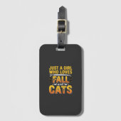 Herfstkatten Meisje Halloween-ontwerp_1 Bagagelabel (Voorkant (verticaal))