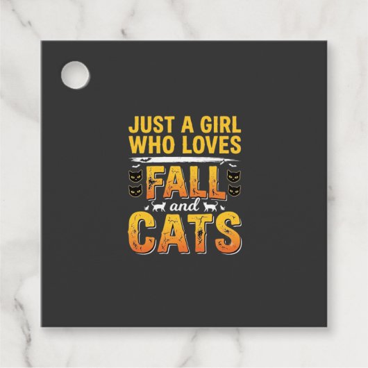 Herfstkatten Meisje Halloween-ontwerp_1 Bedankjes Labels (Voorkant)