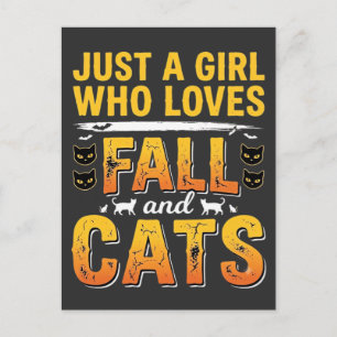 Herfstkatten Meisje Halloween-ontwerp_1 Briefkaart