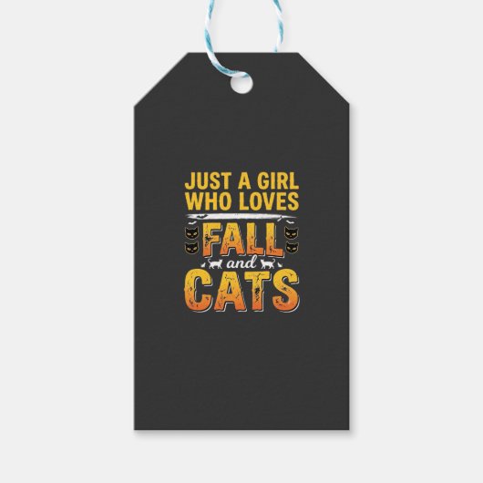 Herfstkatten Meisje Halloween-ontwerp_1 Cadeaulabel (Voorkant)