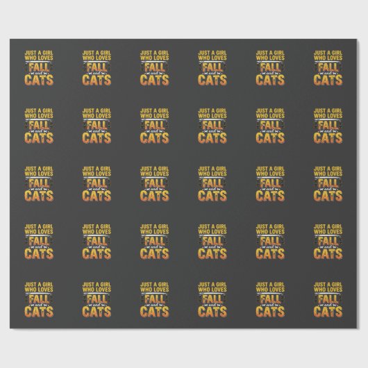 Herfstkatten Meisje Halloween-ontwerp_1 Cadeaupapier (Vlak)