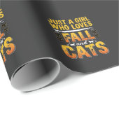 Herfstkatten Meisje Halloween-ontwerp_1 Cadeaupapier (Rol Hoek)