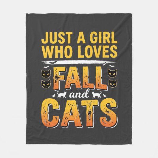 Herfstkatten Meisje Halloween-ontwerp_1 Fleece Deken (Voorkant)