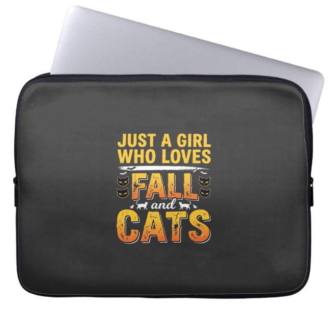 Herfstkatten Meisje Halloween-ontwerp_1 Laptop Sleeve (Voorkant)