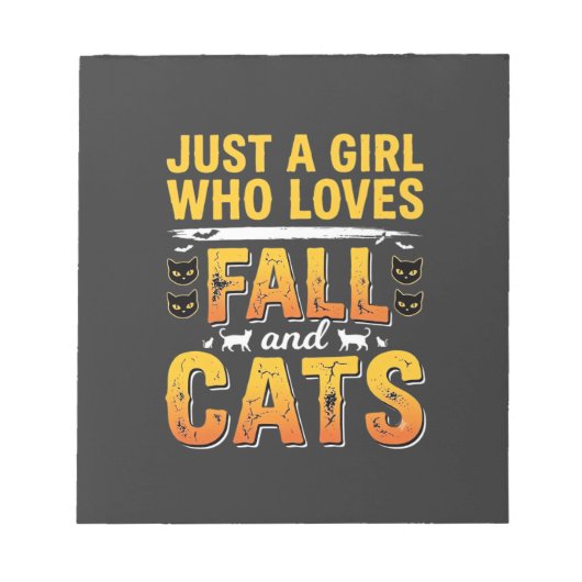 Herfstkatten Meisje Halloween-ontwerp_1 Notitieblok (Voorkant)