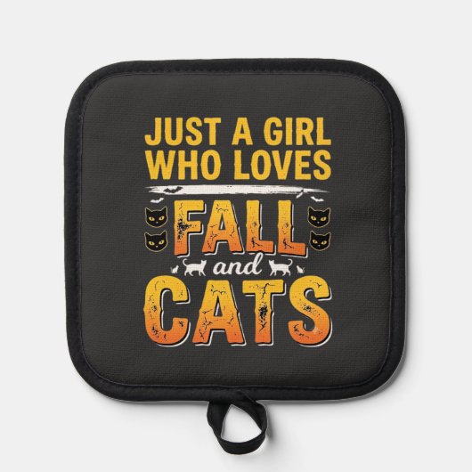 Herfstkatten Meisje Halloween-ontwerp_1 Pannenlap (Voorkant)