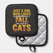 Herfstkatten Meisje Halloween-ontwerp_1 Pannenlap (Voorkant / Achterkant)