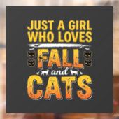 Herfstkatten Meisje Halloween-ontwerp_1 Raamsticker (Vel 2)