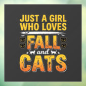 Herfstkatten Meisje Halloween-ontwerp_1 Raamsticker (Vel 3)