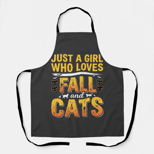 Herfstkatten Meisje Halloween-ontwerp_1 Schort (Voorkant)