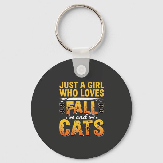 Herfstkatten Meisje Halloween-ontwerp_1 Sleutelhanger (Voorkant)