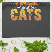 Herfstkatten Meisje Halloween-ontwerp_1 Theedoek (Gevouwen)