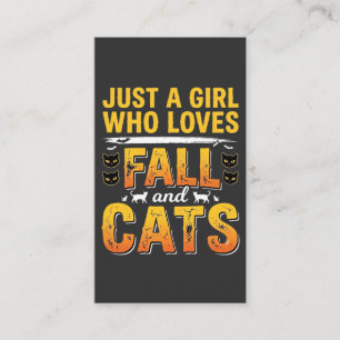 Herfstkatten Meisje Halloween-ontwerp_1 Visitekaartje