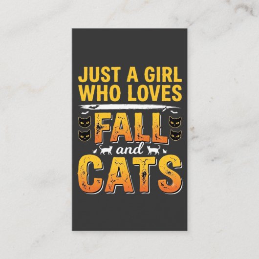 Herfstkatten Meisje Halloween-ontwerp_1 Visitekaartje (Voorkant)