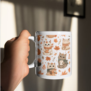 Herfstkattenpatroonmok Fall Aesthetic Koffiemok