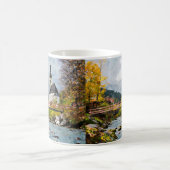 Herfstkerk en bomen met aanpasbare tekst koffiemok (Center)