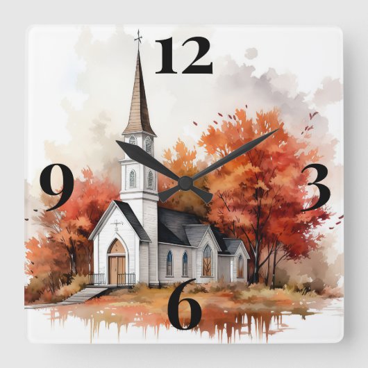 Herfstkerk Vierkante Klok (Voorkant)