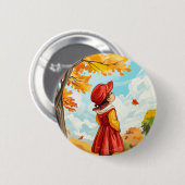 Herfstkind Ronde Button 5,7 Cm (Voorkant /achterkant)
