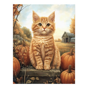 Herfstkitten met pompoenen foto afdruk