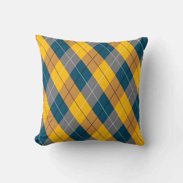 Herfstkleur Argyle geometrisch geruite patroon Kussen (Voorkant)