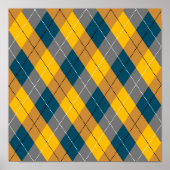 Herfstkleur Argyle geometrisch geruite patroon Poster (Voorkant)