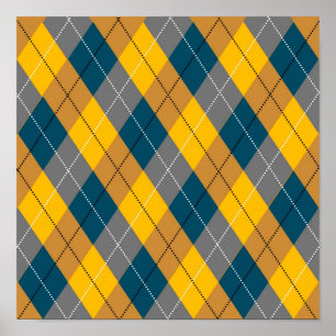 Herfstkleur Argyle geometrisch geruite patroon Poster