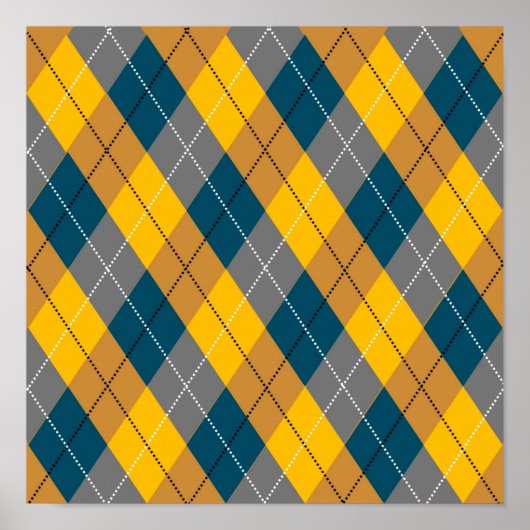 Herfstkleur Argyle geometrisch geruite patroon Poster (Voorkant)