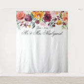 Herfstkleur Bloemige Trouwfoto Achtergrond Wandkleed (Voorkant)