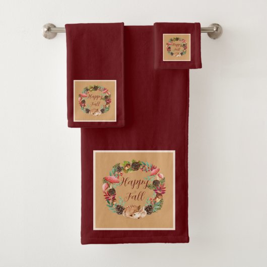 Herfstkleur en natuur met aanpasbare tekst bad handdoek (Insitu)