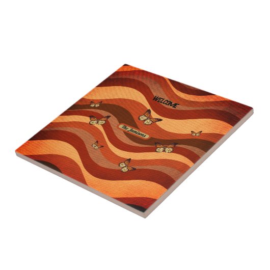 herfstkleur vlinder tegeltje (Zijkant)