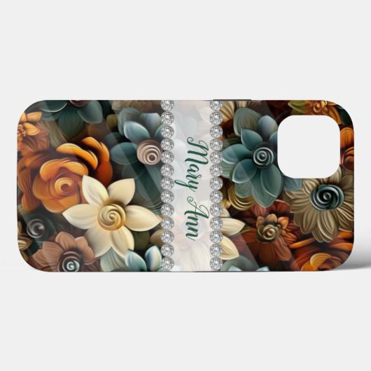 Herfstkleuren 3D-lijsten, diamantbloemen op maat Case-Mate iPhone Case (Achterkant (horizontaal))