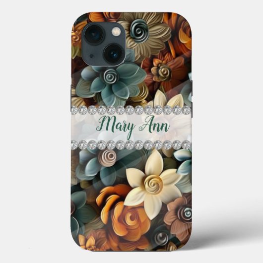 Herfstkleuren 3D-lijsten, diamantbloemen op maat Case-Mate iPhone Case (Achterkant)