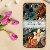 Herfstkleuren 3D-lijsten, diamantbloemen op maat Case-Mate iPhone Case