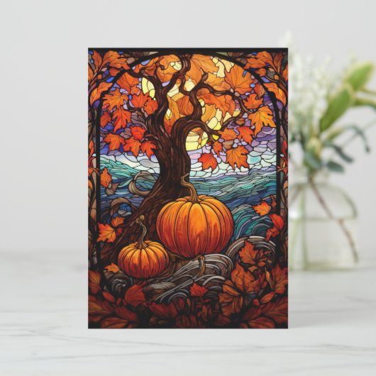 Herfstkleuren Aangepaste Thanksgiving Platte Kerst Feestdagenkaart (Staand voorkant)