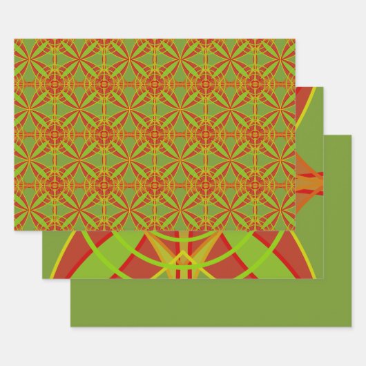 Herfstkleuren Abstract geometrisch ontwerp Inpakpapier Vel (Set)