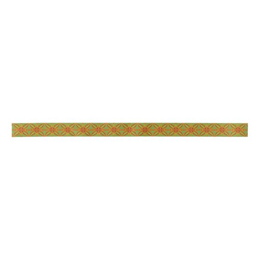 Herfstkleuren Abstract geometrisch ontwerp Satijnen Lint (Voorkant)