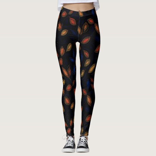Herfstkleuren Abstract patroon Leggings (Voorkant)