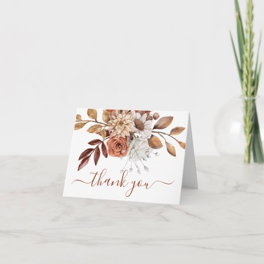 Herfstkleuren Aquarel Bloem Bedankkaart (Voorkant)
