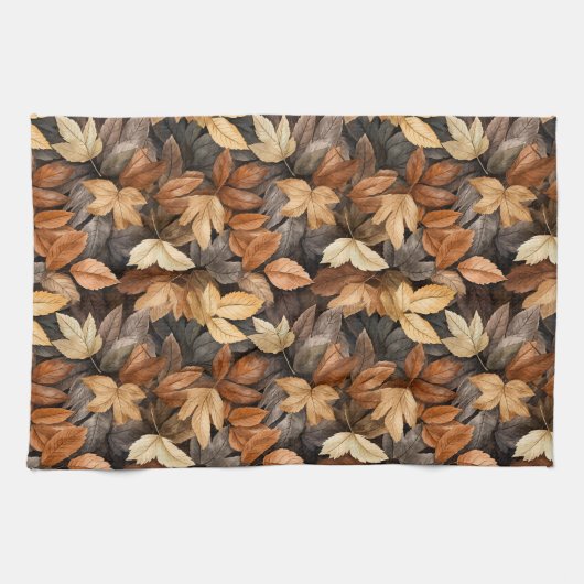 Herfstkleuren Autumn Leaves Waterverf Pattern Theedoek (Horizontaal)
