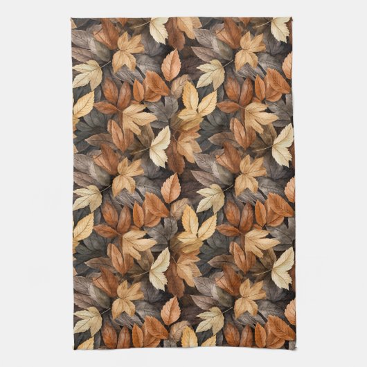 Herfstkleuren Autumn Leaves Waterverf Pattern Theedoek (Verticaal)