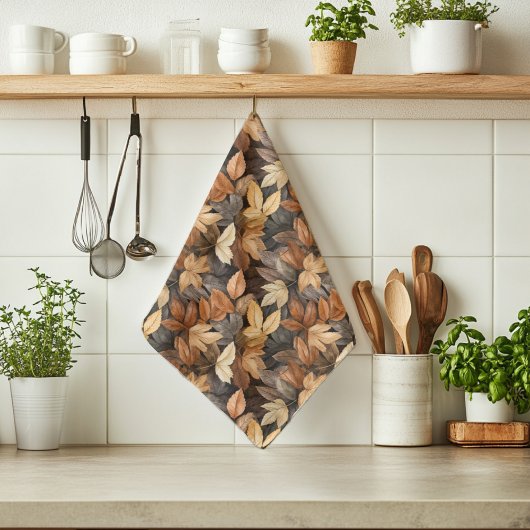 Herfstkleuren Autumn Leaves Waterverf Pattern Theedoek