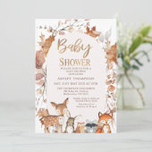 Herfstkleuren Bladgroen Bosdieren Baby shower Kaart (Staand voorkant)