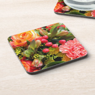Herfstkleuren Bloemboeket Foto Bier Onderzetter