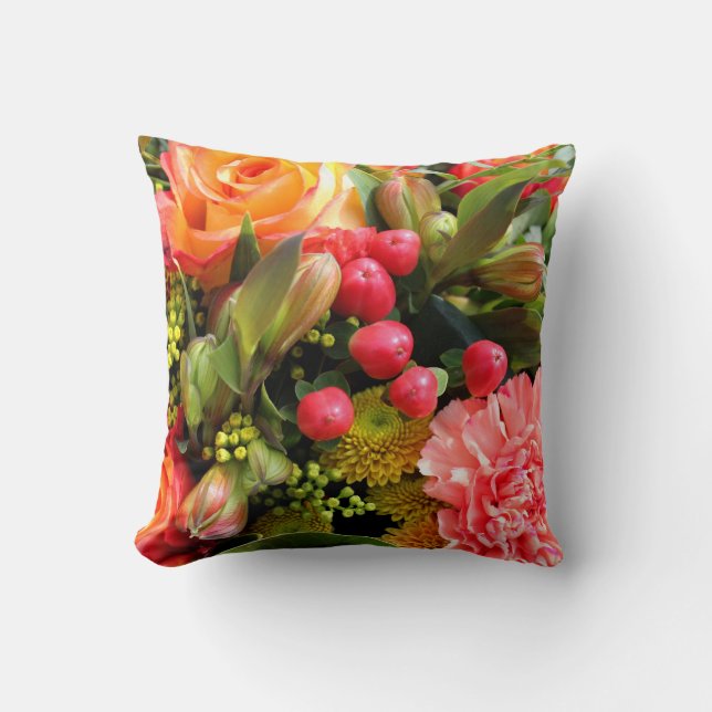Herfstkleuren Bloemboeket Kussen (Voorkant)