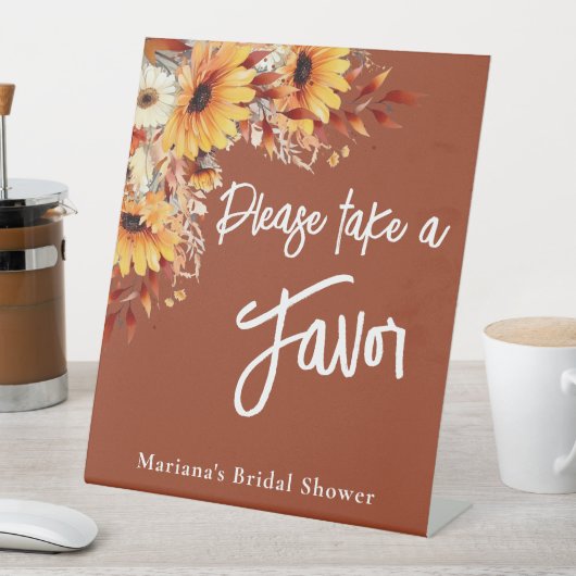 Herfstkleuren Bloemen Bloemstuk Terracotta Favorie Reclamebord Met Voetstuk (Insitu)